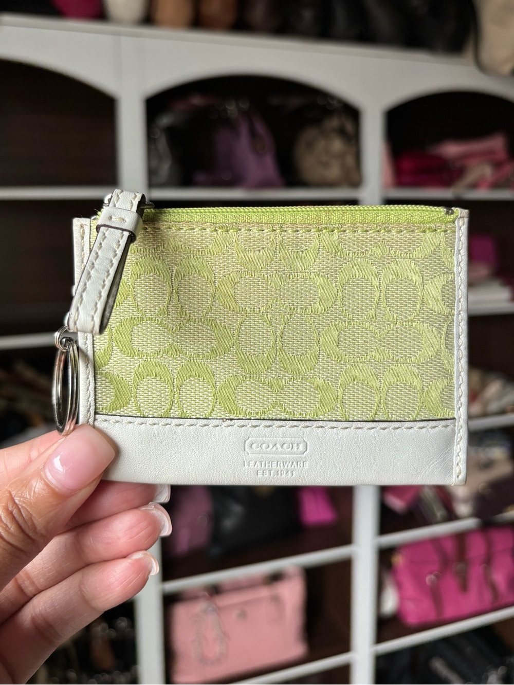 💚COACH Signature Jacquard Skinny Wallet 💳